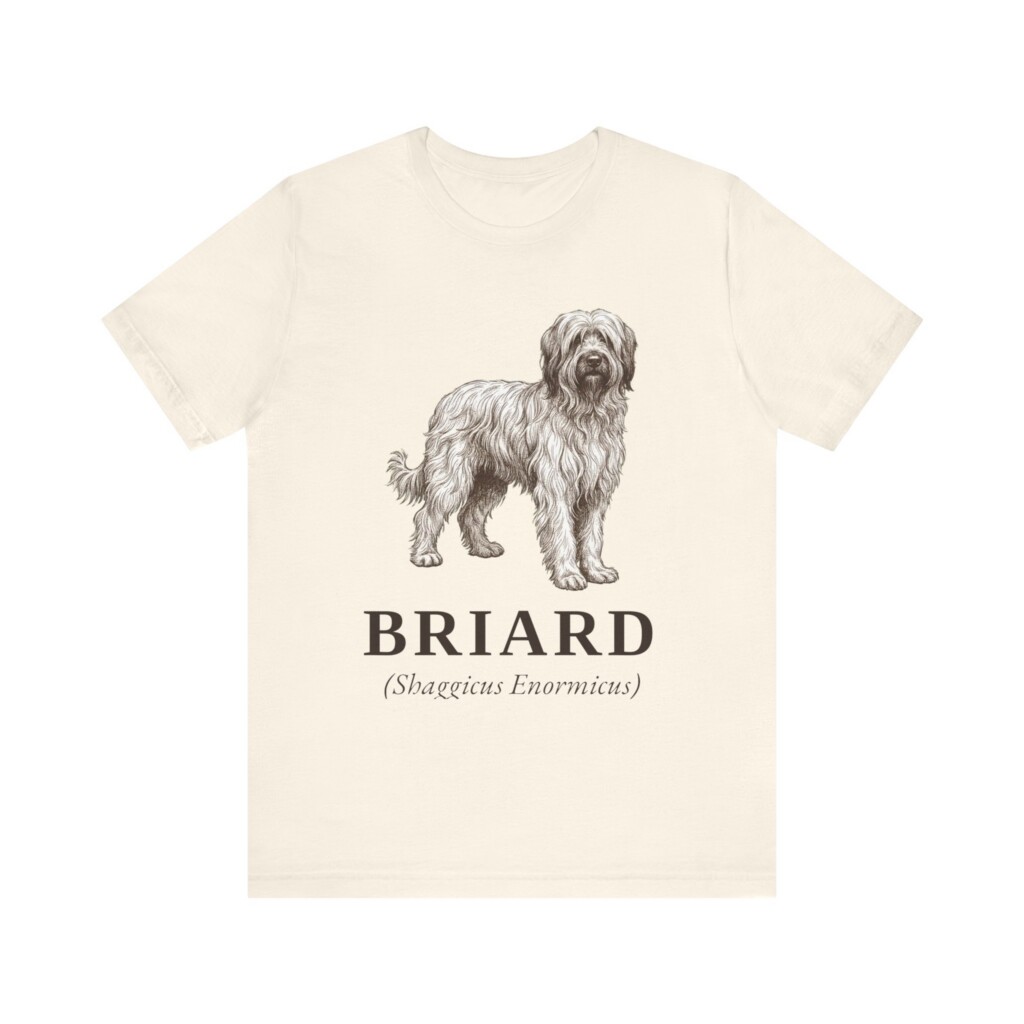Briard Latin Shirt, Vintage Dog Sketch Tee, Dog Latin Gift