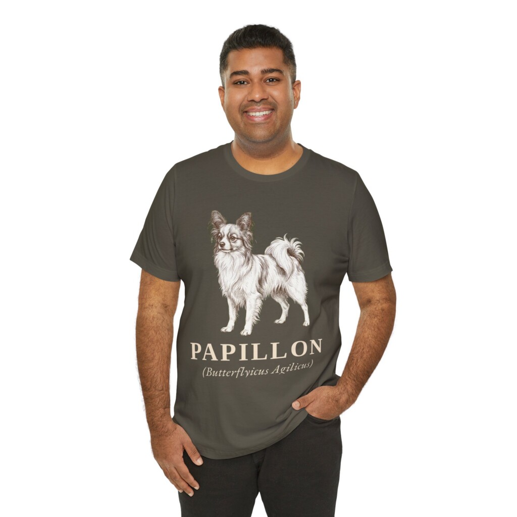 Papillon Latin Shirt, Vintage Dog Sketch Tee, Dog Latin Gift