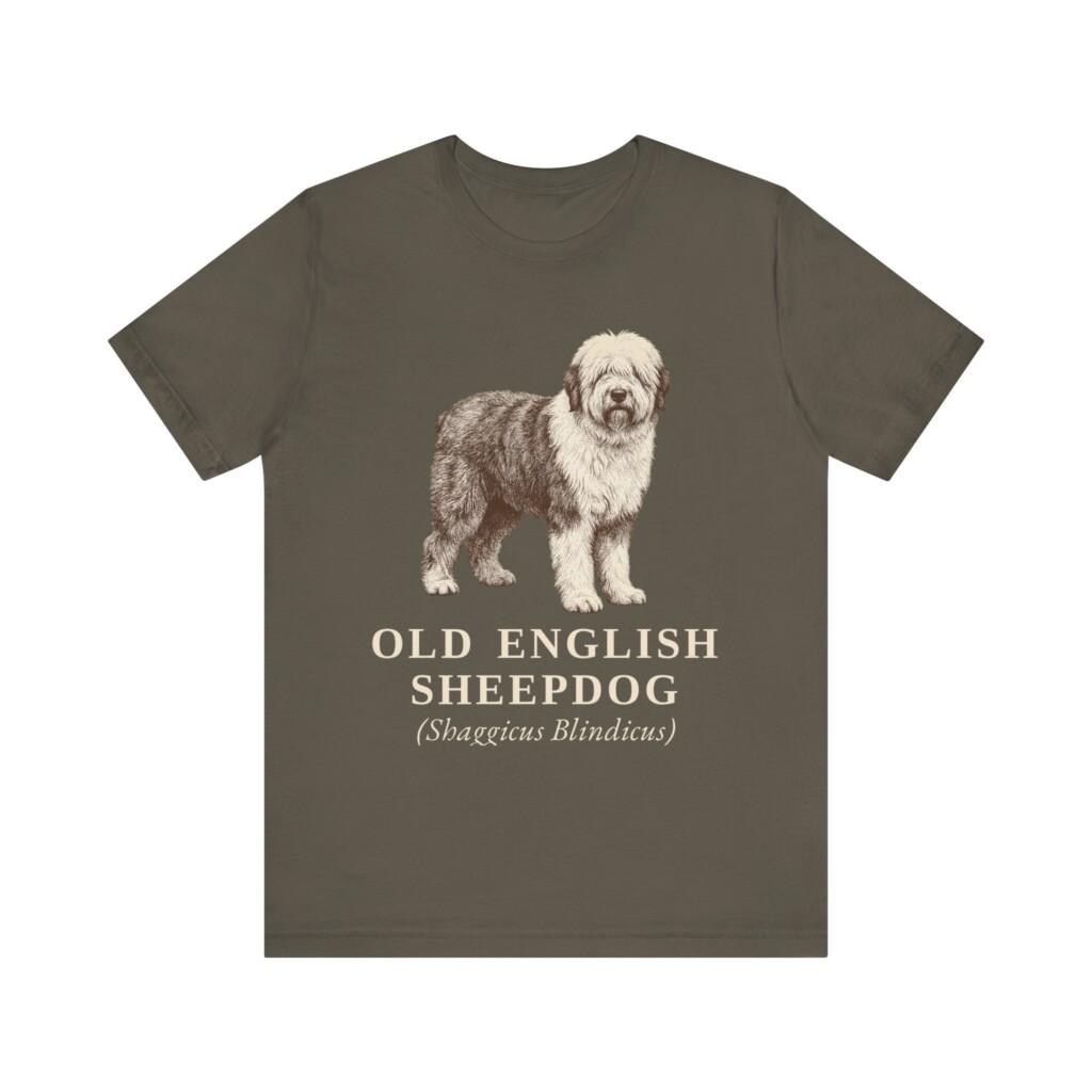 Old English Sheepdog Latin Shirt, Vintage Dog Sketch Tee, Dog Latin Gift