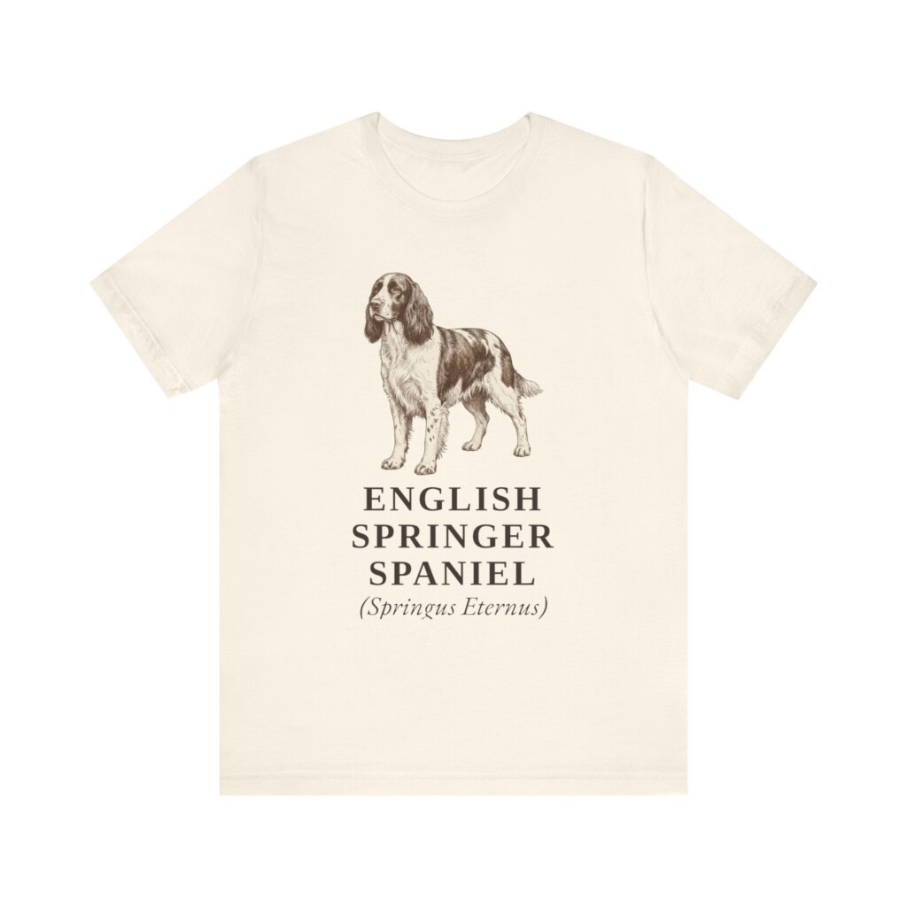 English Springer Spaniel Latin Shirt, Vintage Dog Sketch Tee, Dog Latin Gift