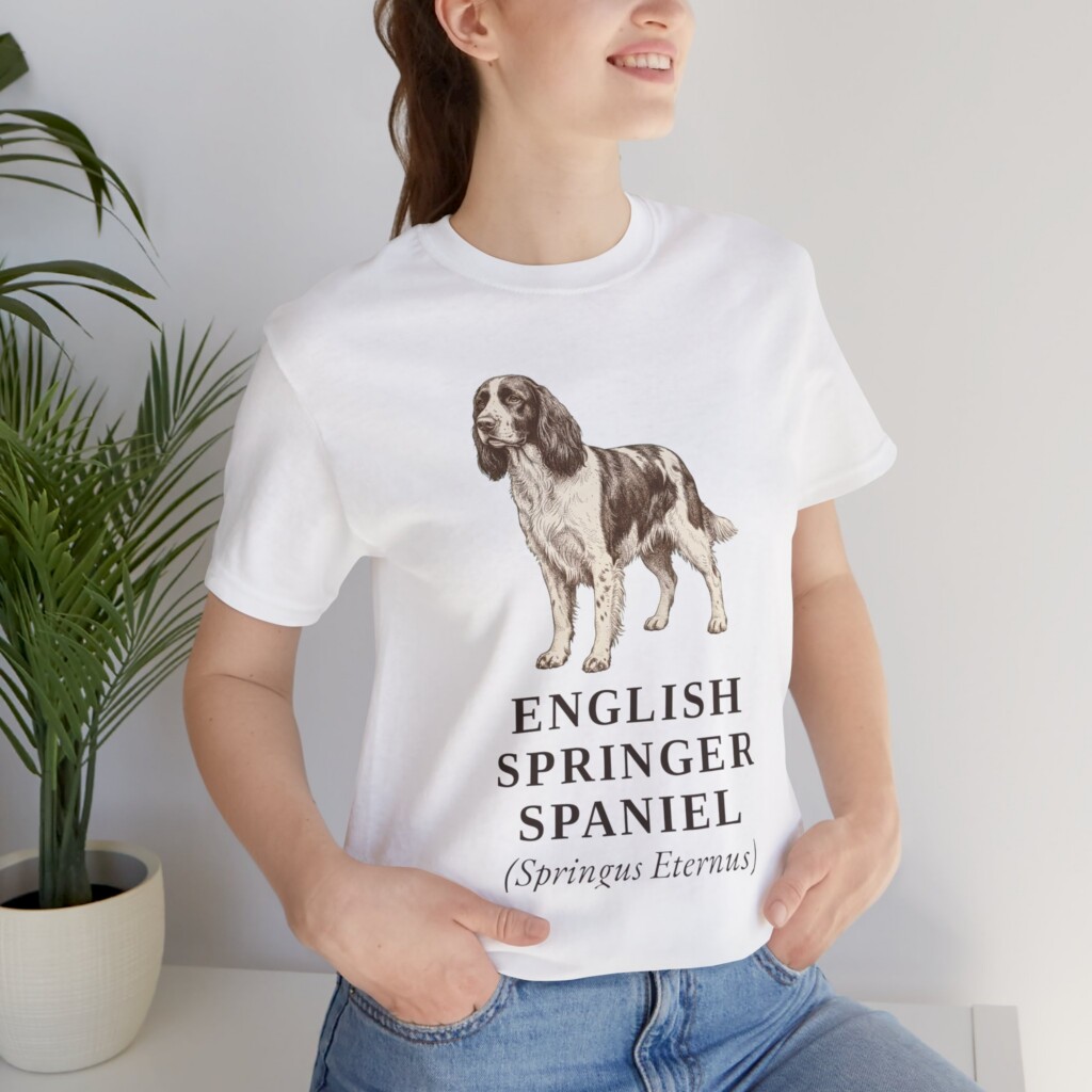 English Springer Spaniel Latin Shirt, Vintage Dog Sketch Tee, Dog Latin Gift