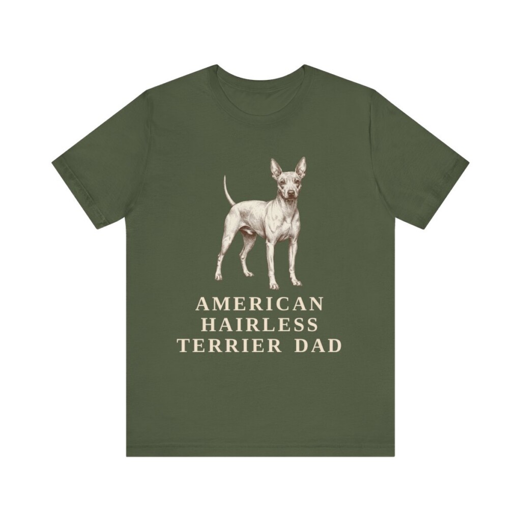 American Hairless Terrier Dad Shirt, Vintage Dog Sketch Tee, Dog Dad Gift