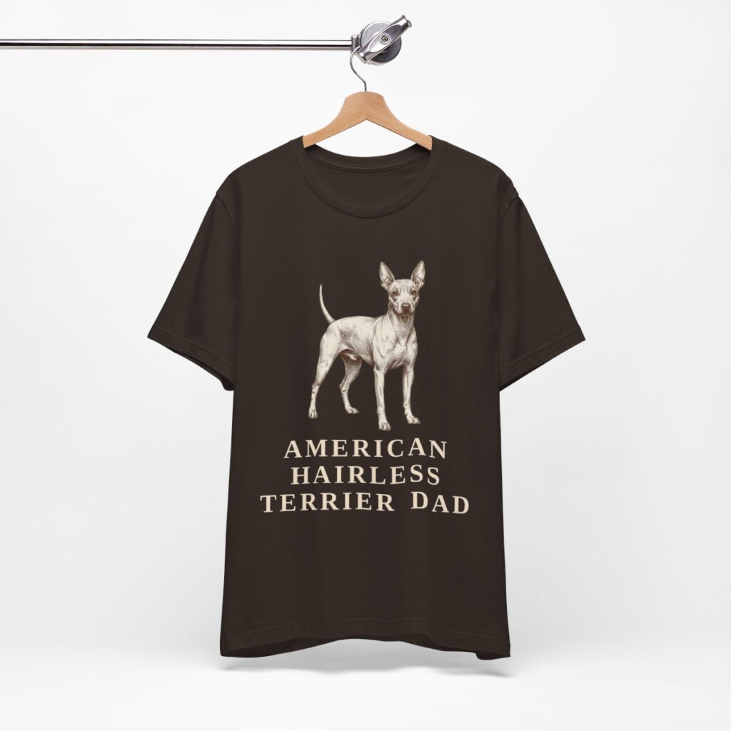 American Hairless Terrier Dad Shirt, Vintage Dog Sketch Tee, Dog Dad Gift