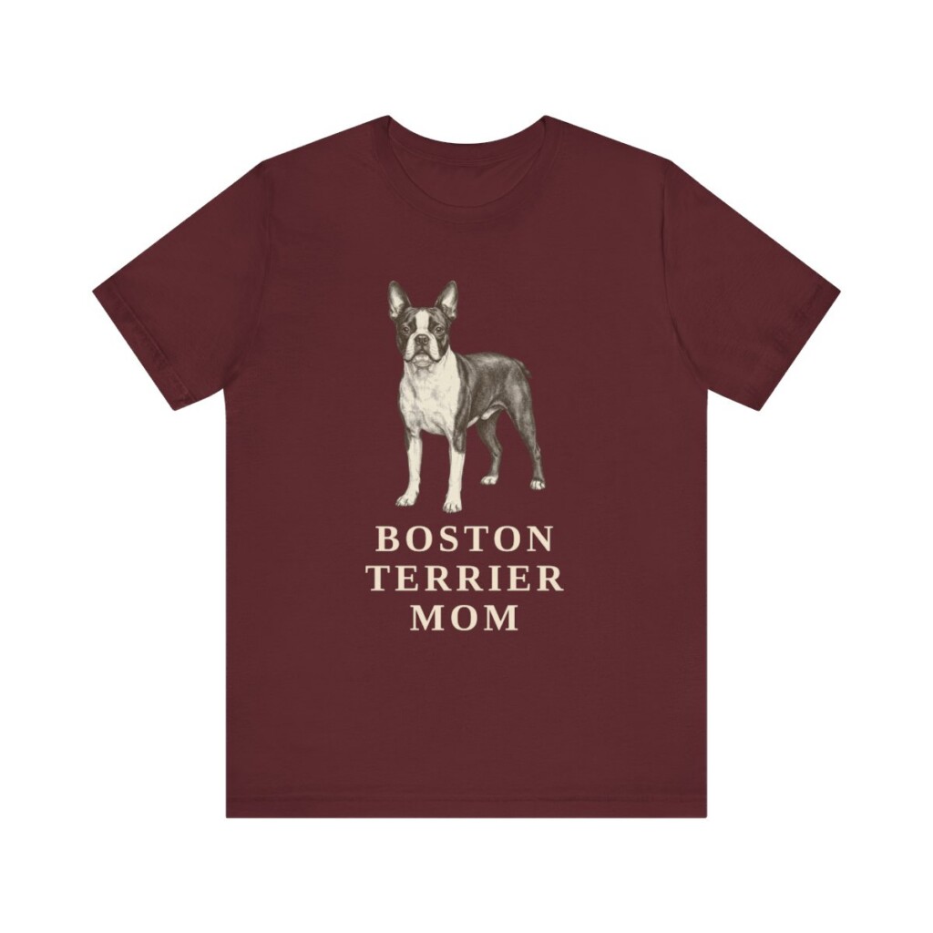 Boston Terrier Mom Shirt, Vintage Dog Sketch Tee, Dog Mom Gift