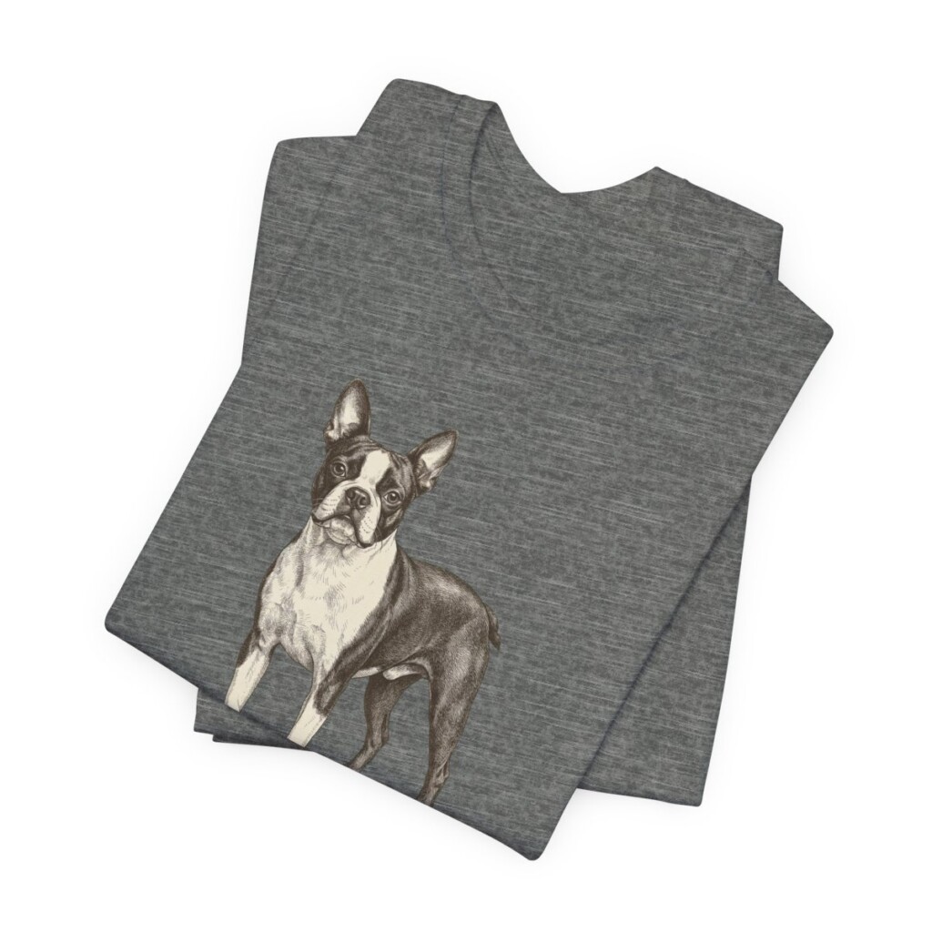Boston Terrier Mom Shirt, Vintage Dog Sketch Tee, Dog Mom Gift