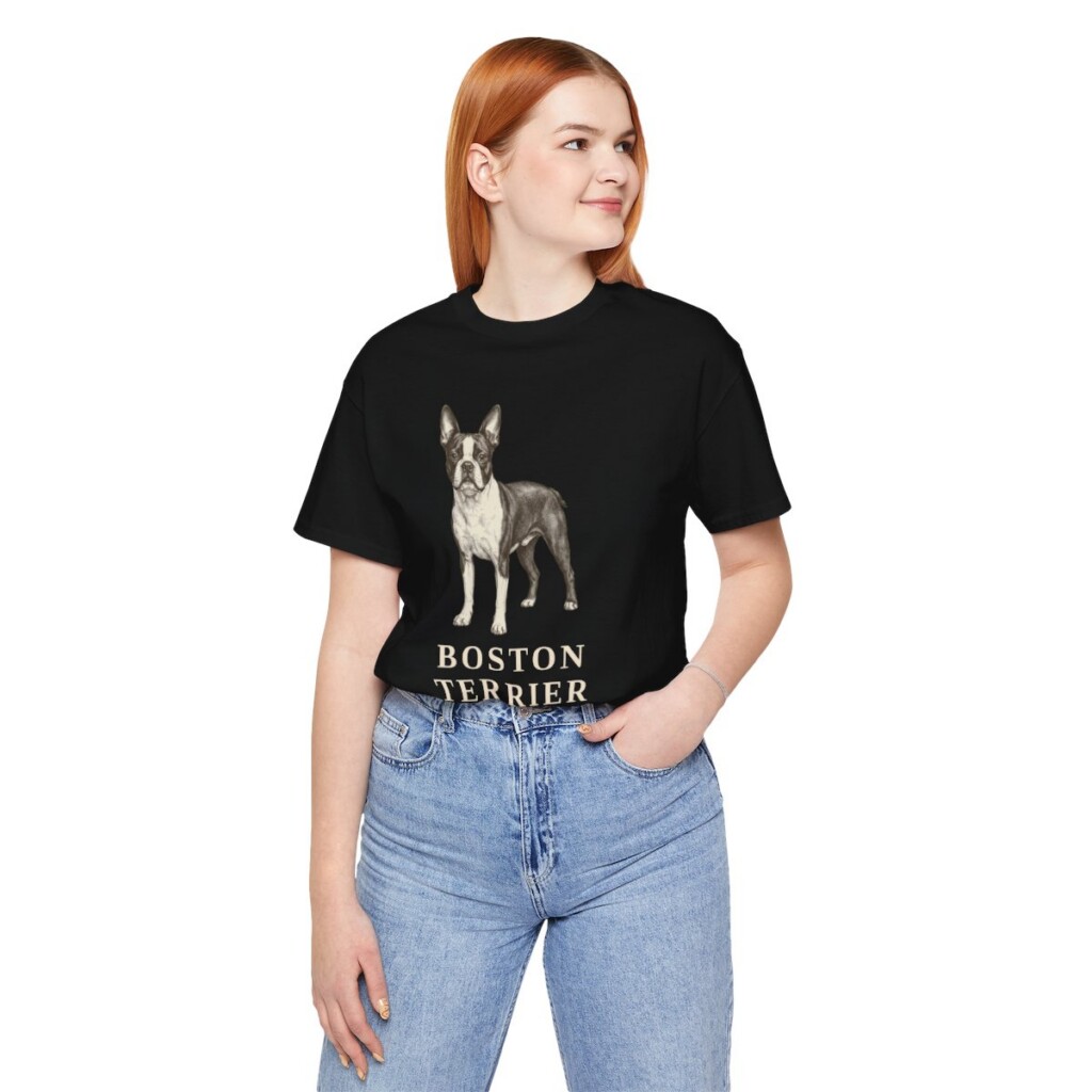 Boston Terrier Mom Shirt, Vintage Dog Sketch Tee, Dog Mom Gift