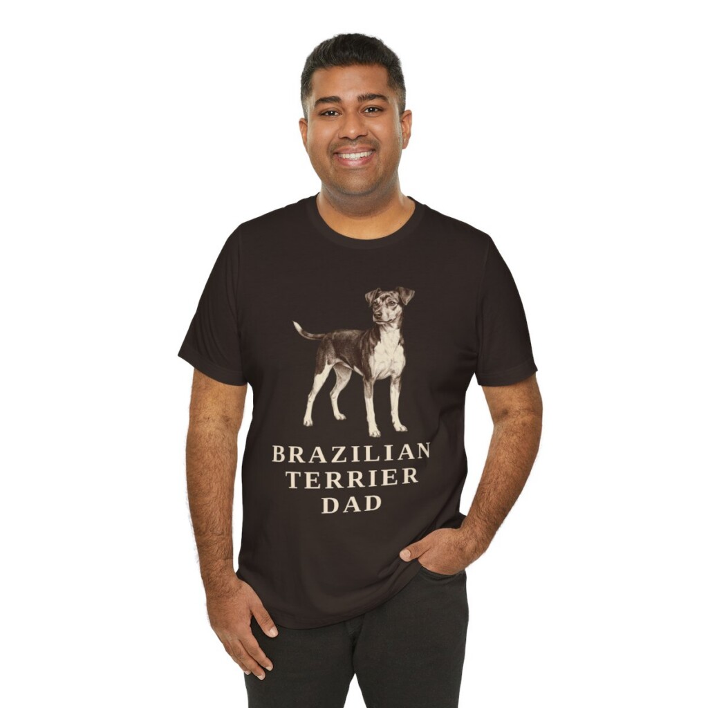 Brazilian Terrier Dad Shirt, Vintage Dog Sketch Tee, Dog Dad Gift