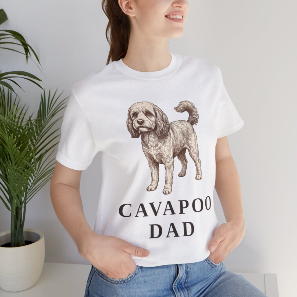 Cavapoo Dad Shirt, Vintage Dog Sketch Tee, Dog Dad Gift