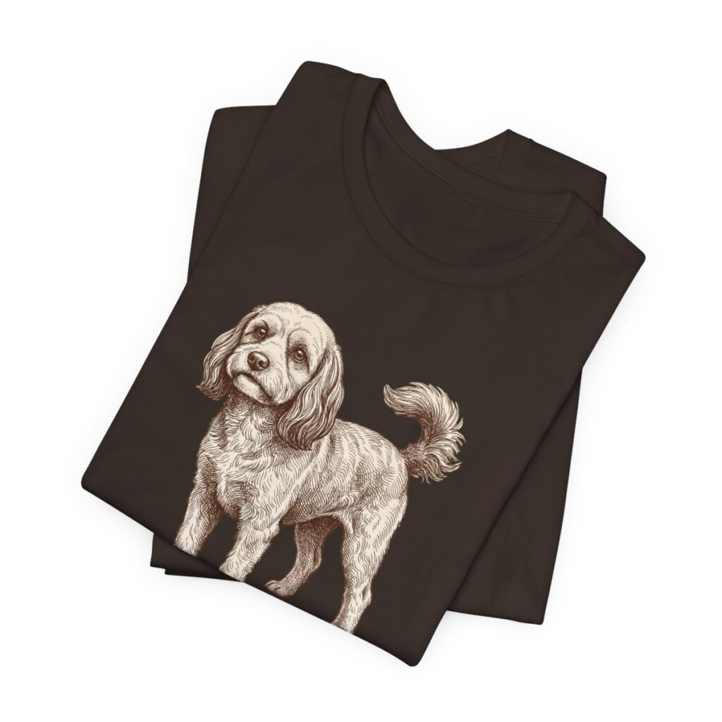 Cavapoo Humor Shirt, Vintage Dog Sketch Tee, Dog Humor Gift