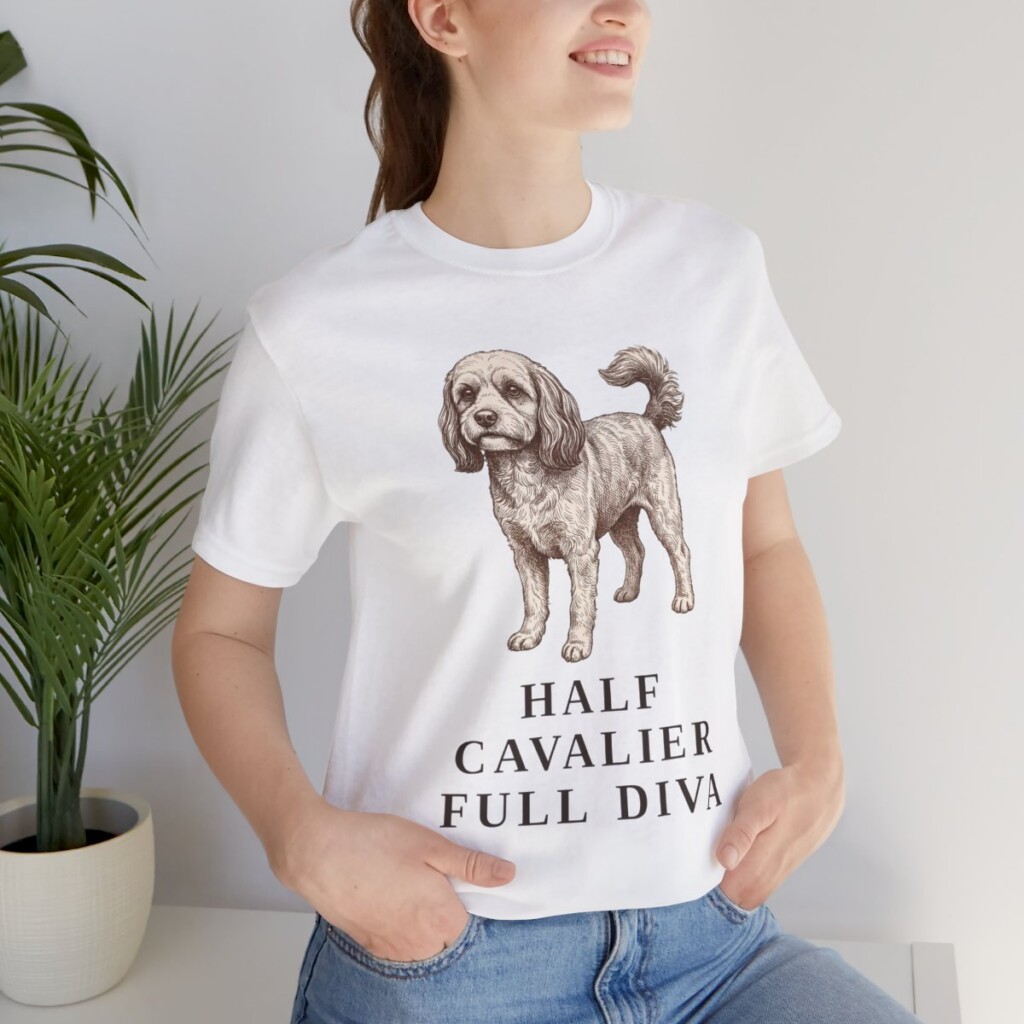 Cavapoo Humor Shirt, Vintage Dog Sketch Tee, Dog Humor Gift