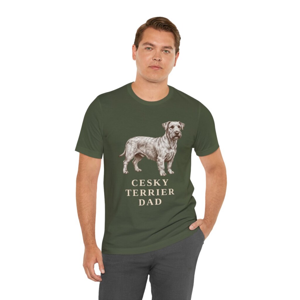 Cesky Terrier Dad Shirt, Vintage Dog Sketch Tee, Dog Dad Gift
