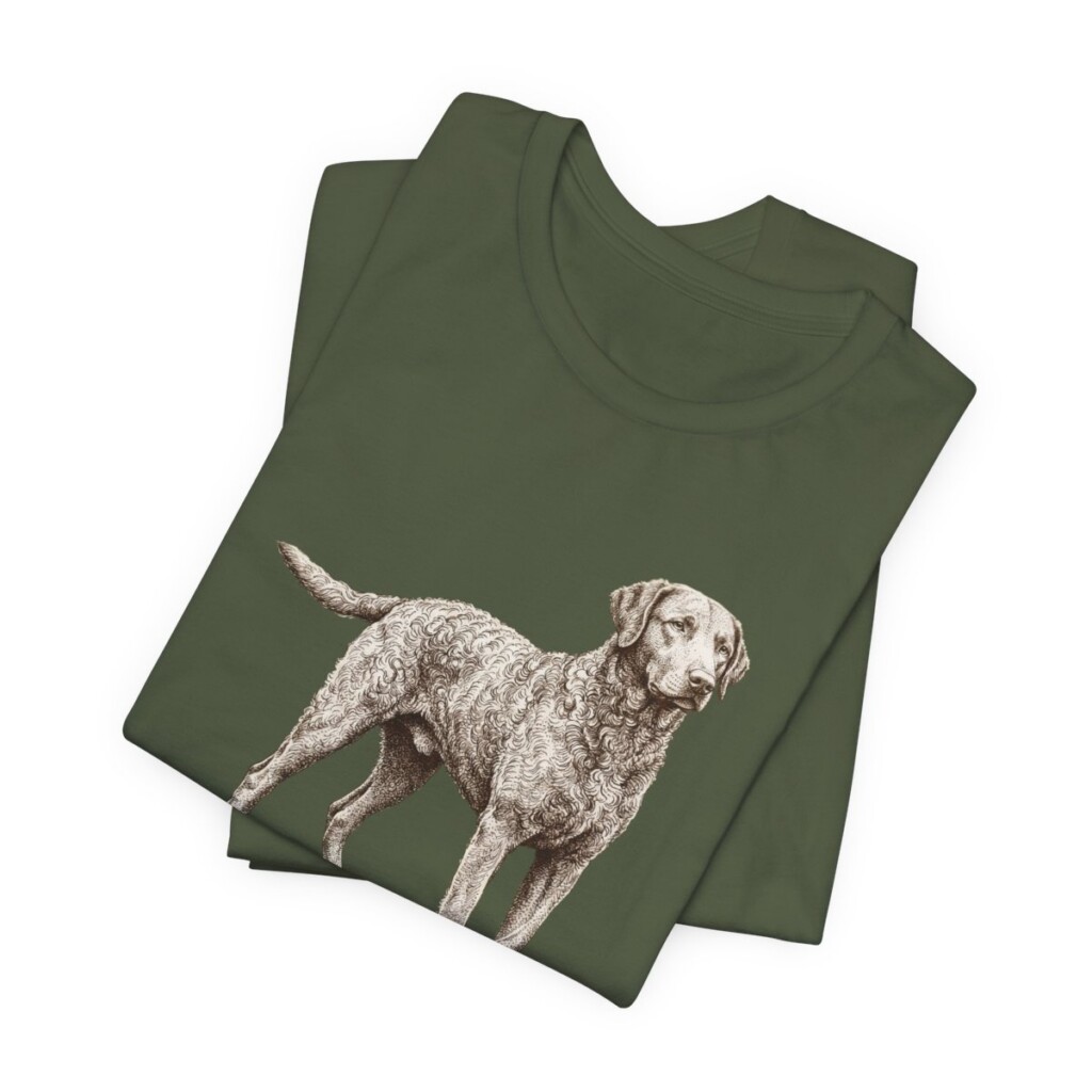 Curly-Coated Retriever Lover Shirt, Vintage Dog Sketch Tee, Dog Lover Gift