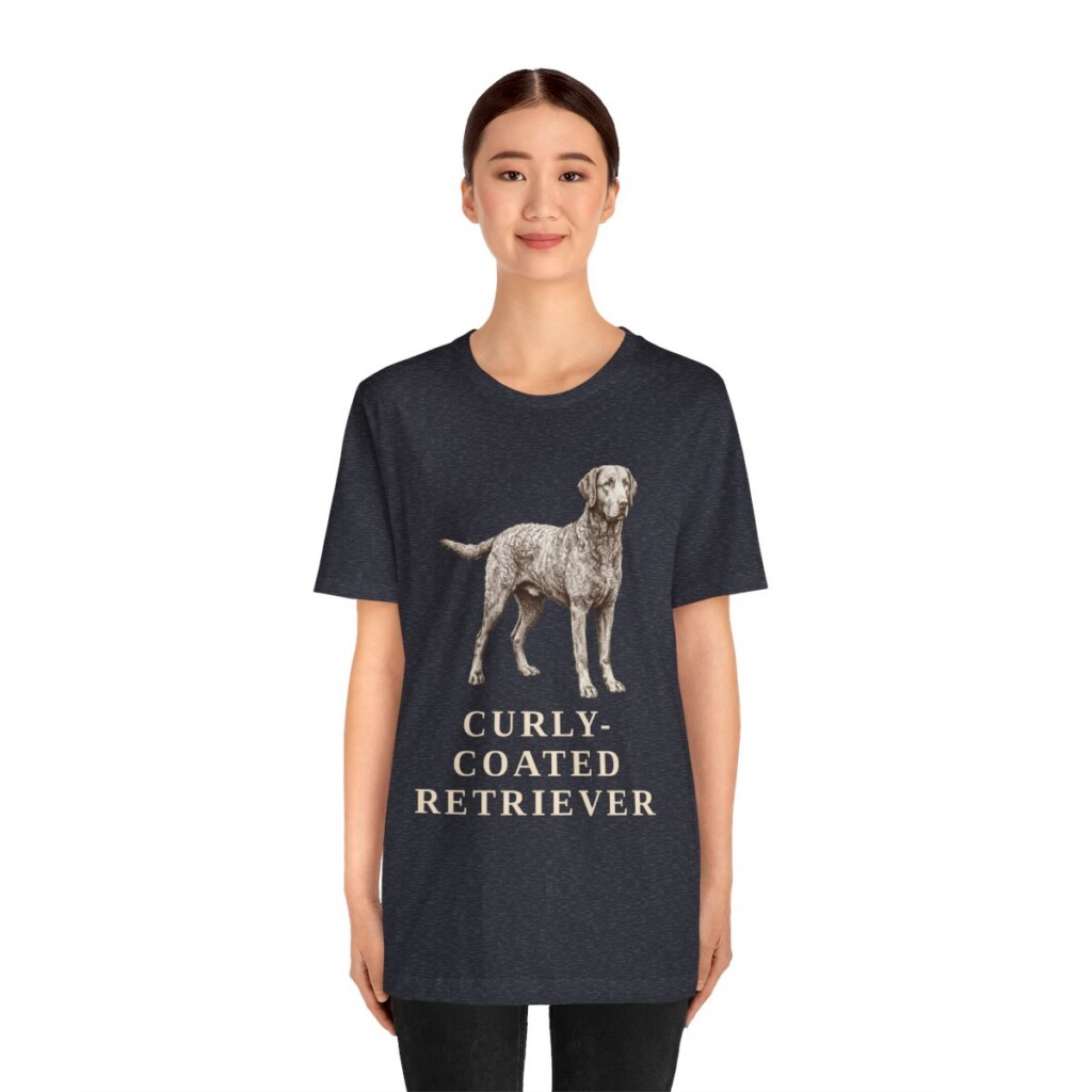 Curly-Coated Retriever Lover Shirt, Vintage Dog Sketch Tee, Dog Lover Gift