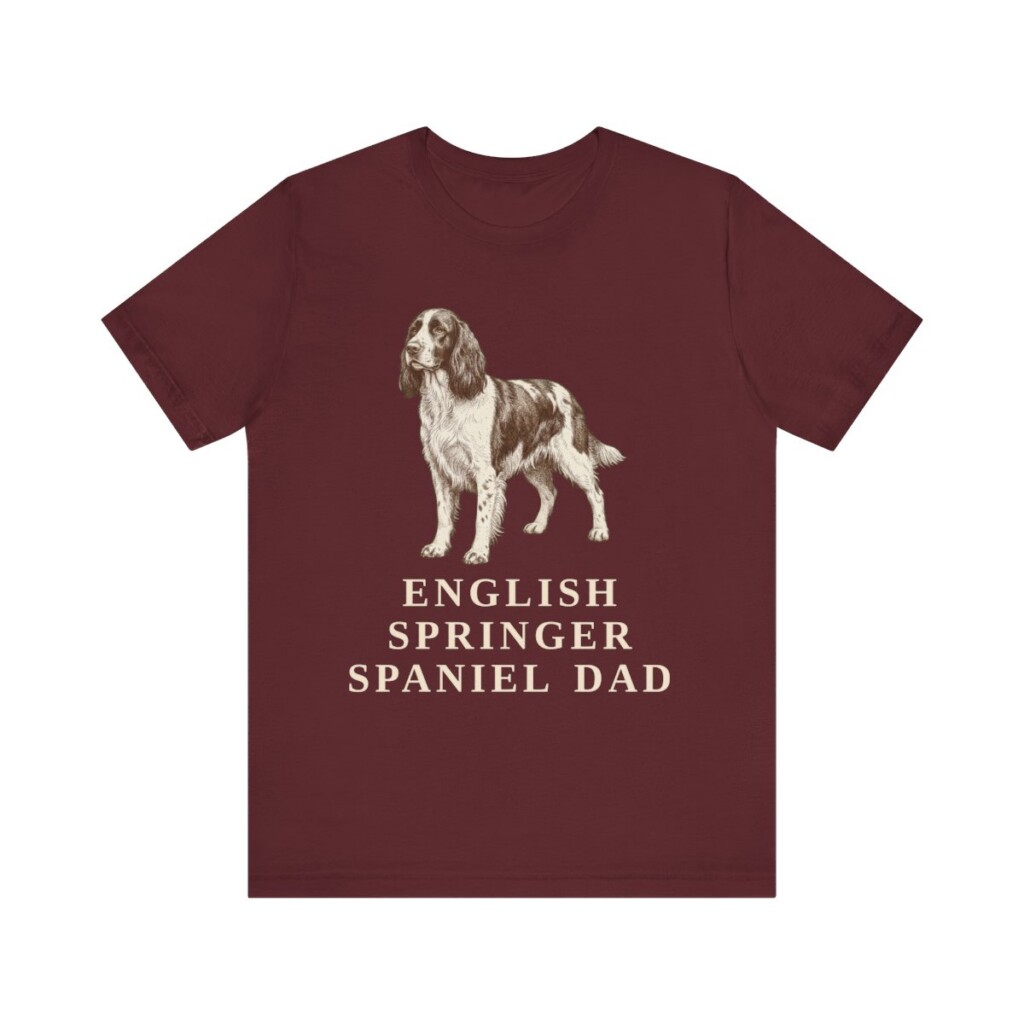 English Springer Spaniel Dad Shirt, Vintage Dog Sketch Tee, Dog Dad Gift
