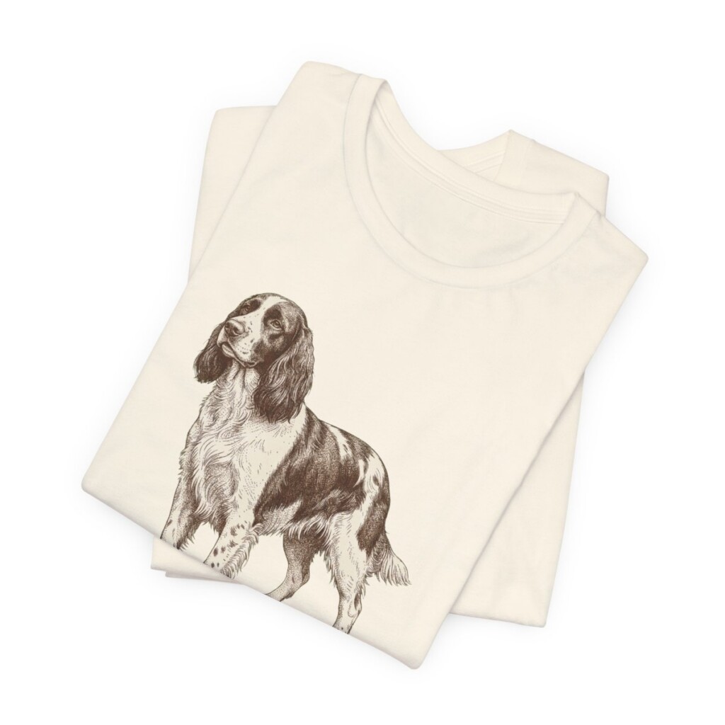 English Springer Spaniel Dad Shirt, Vintage Dog Sketch Tee, Dog Dad Gift