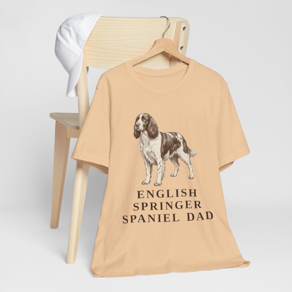 English Springer Spaniel Dad Shirt, Vintage Dog Sketch Tee, Dog Dad Gift