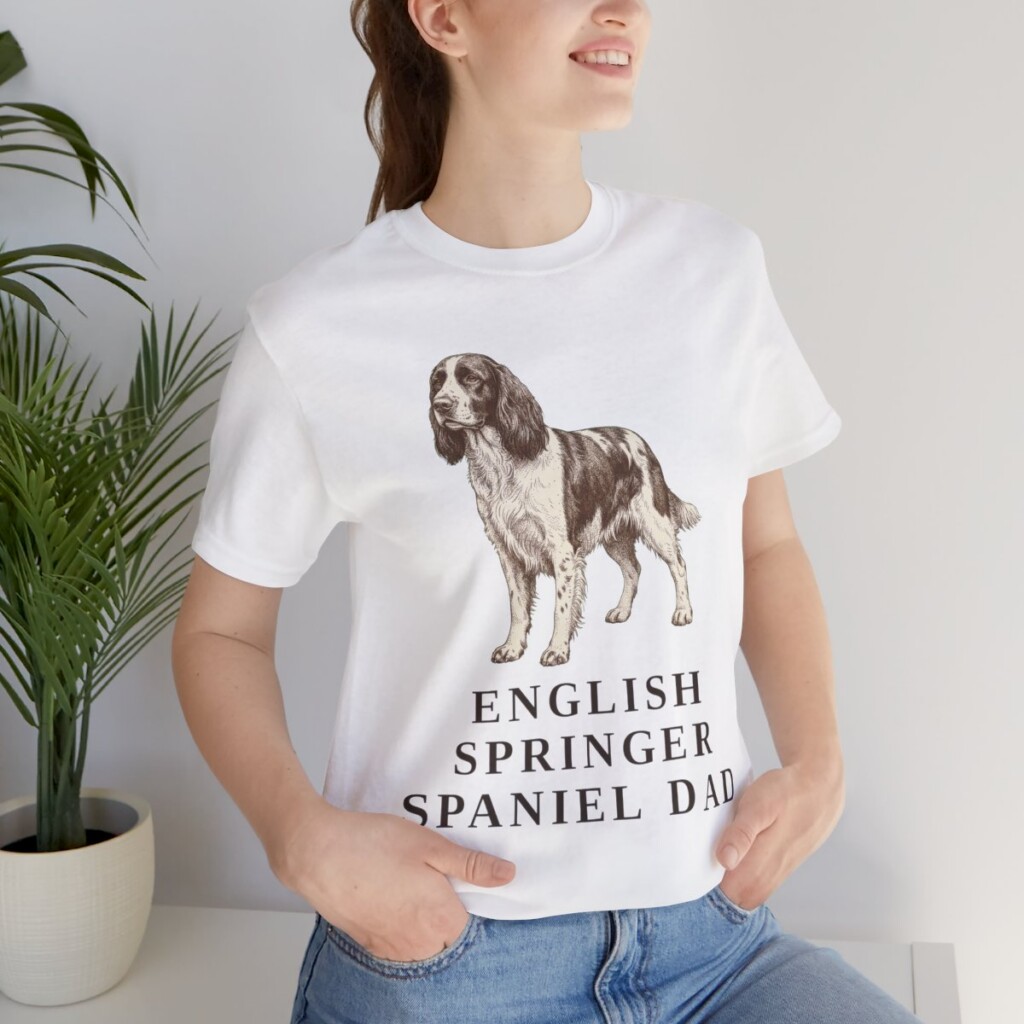 English Springer Spaniel Dad Shirt, Vintage Dog Sketch Tee, Dog Dad Gift