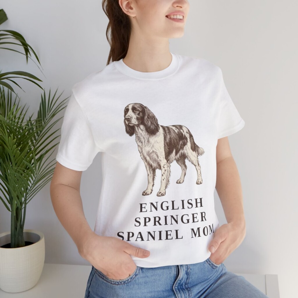 English Springer Spaniel Mom Shirt, Vintage Dog Sketch Tee, Dog Mom Gift