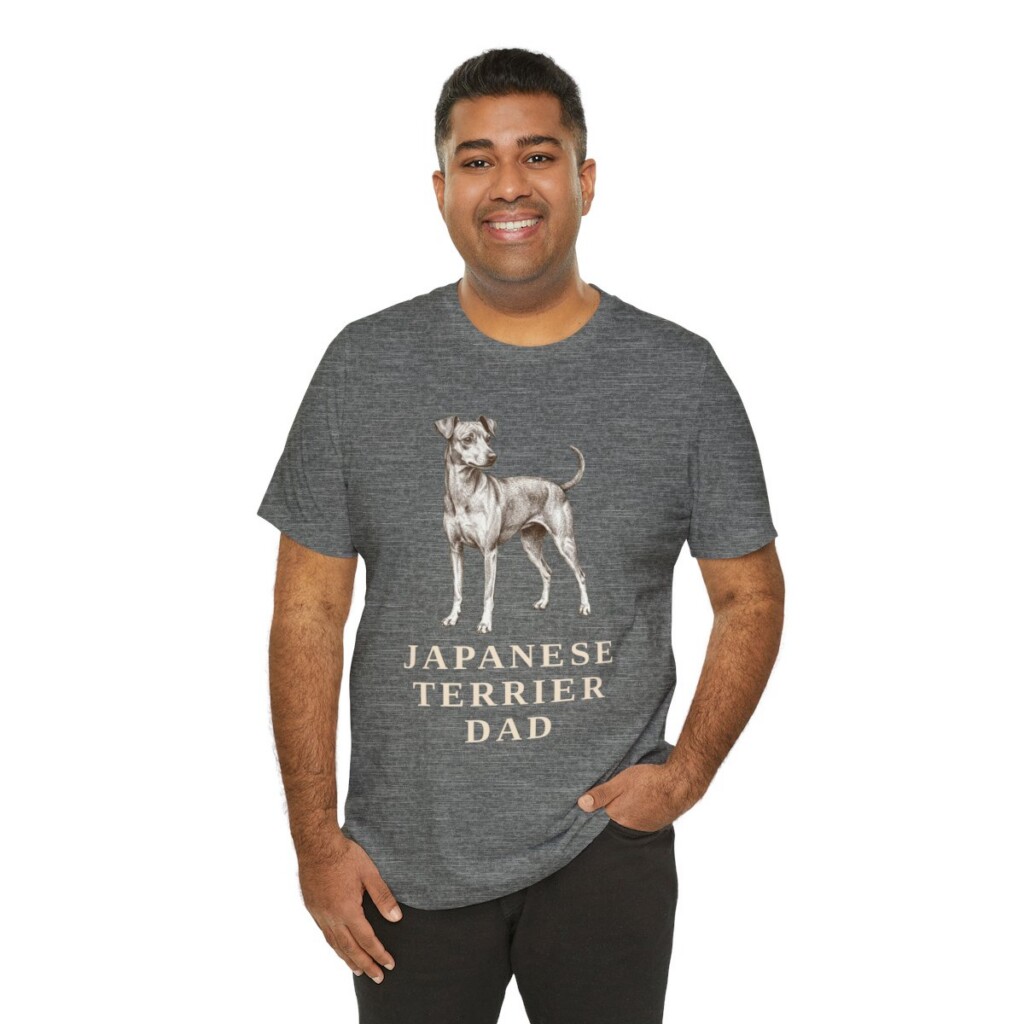 Japanese Terrier Dad Shirt, Vintage Dog Sketch Tee, Dog Dad Gift