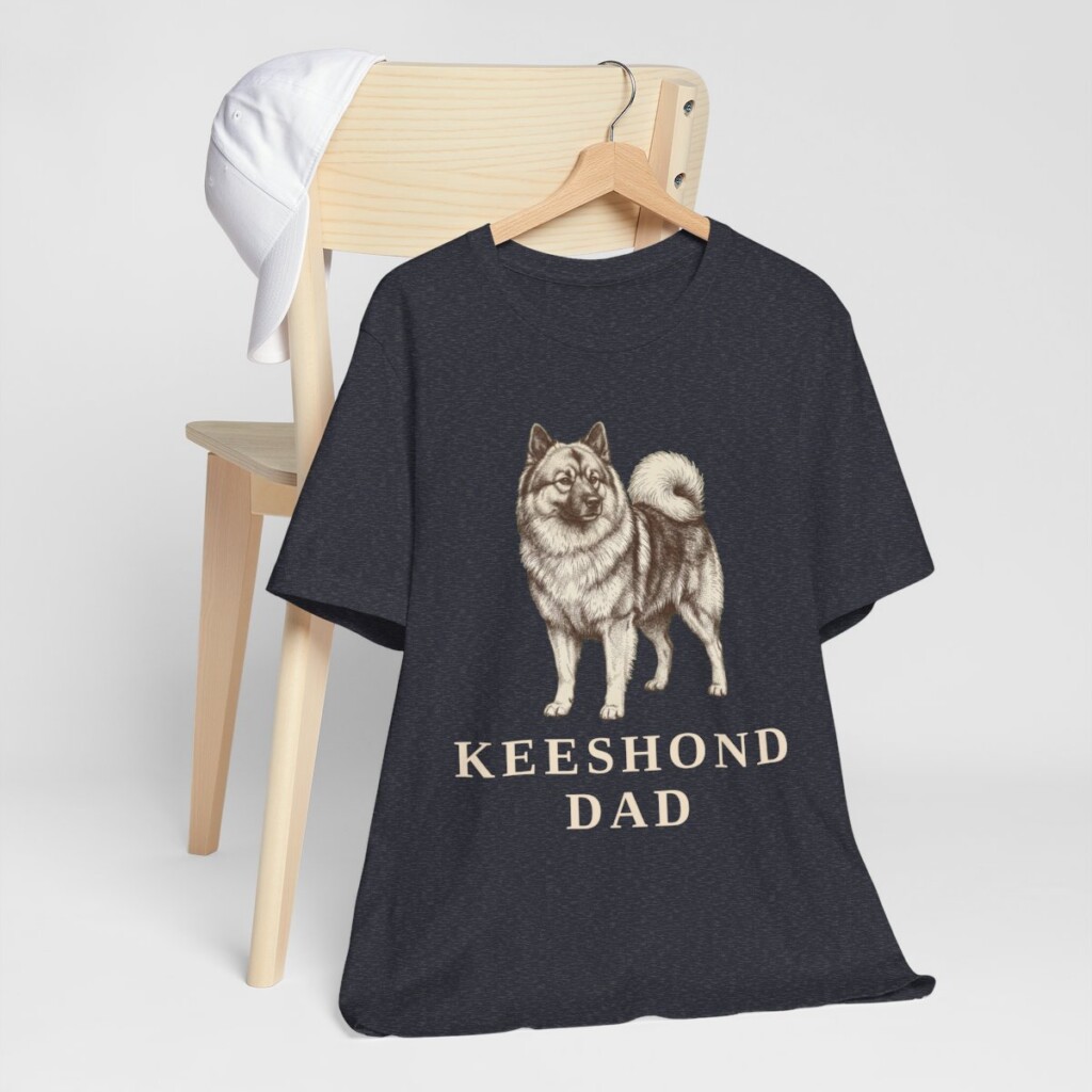 Keeshond Dad Shirt, Vintage Dog Sketch Tee, Dog Dad Gift