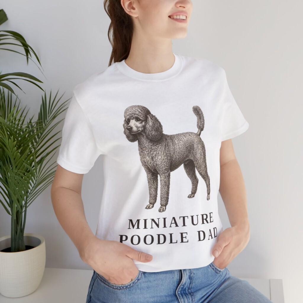 Miniature Poodle Dad Shirt, Vintage Dog Sketch Tee, Dog Dad Gift