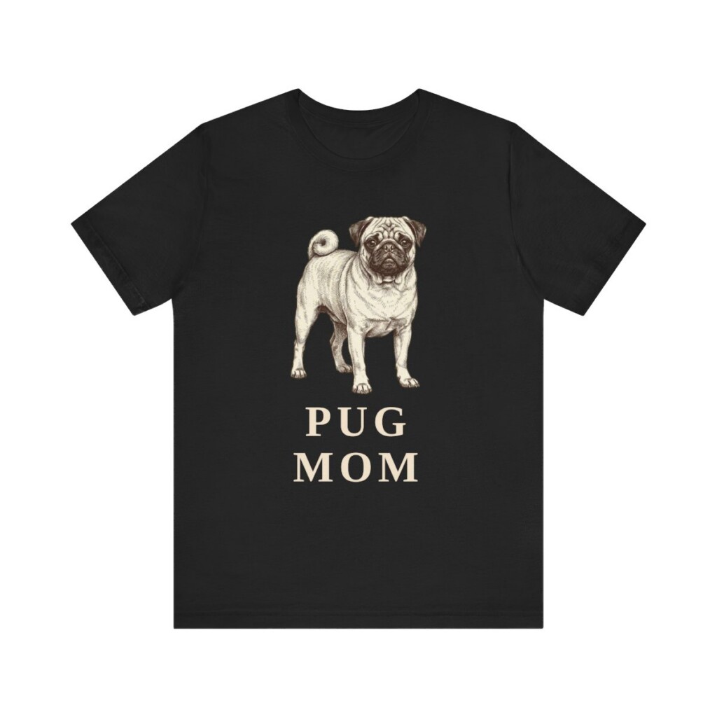 Pug Mom Shirt, Vintage Dog Sketch Tee, Dog Mom Gift