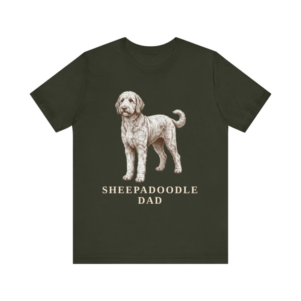 Sheepadoodle Dad Shirt, Vintage Dog Sketch Tee, Dog Dad Gift