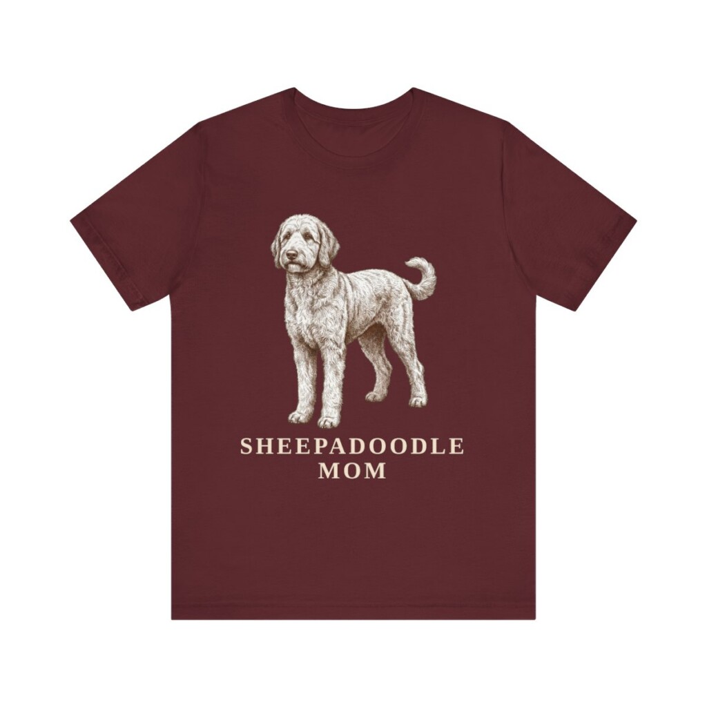Sheepadoodle Mom Shirt, Vintage Dog Sketch Tee, Dog Mom Gift