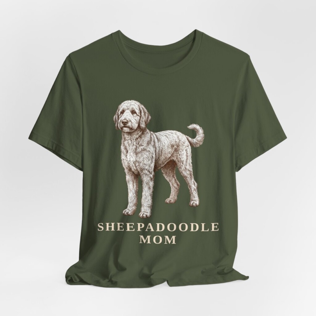 Sheepadoodle Mom Shirt, Vintage Dog Sketch Tee, Dog Mom Gift