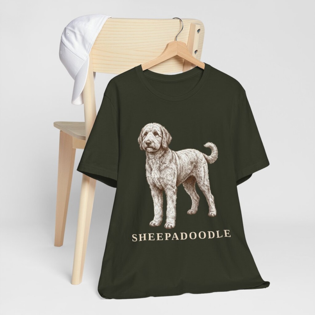 Sheepadoodle Lover Shirt, Vintage Dog Sketch Tee, Dog Lover Gift