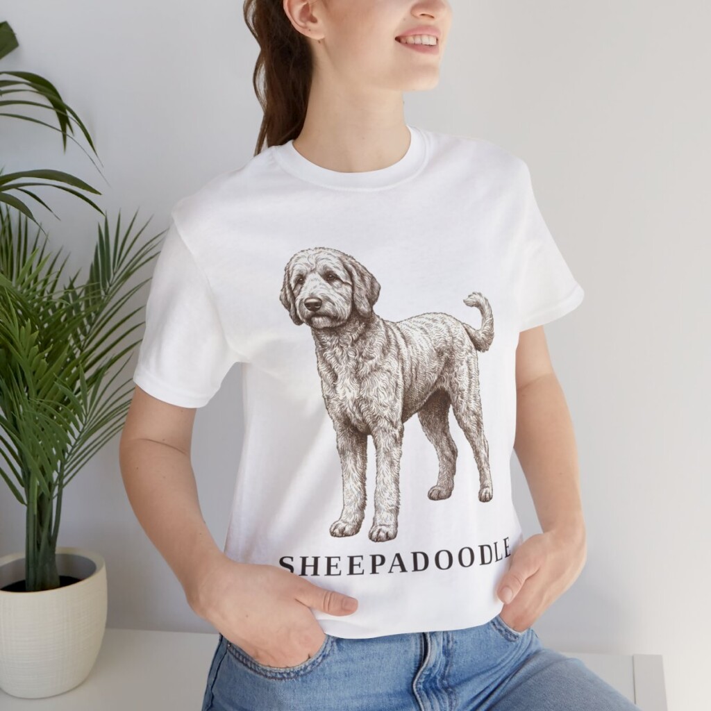 Sheepadoodle Lover Shirt, Vintage Dog Sketch Tee, Dog Lover Gift
