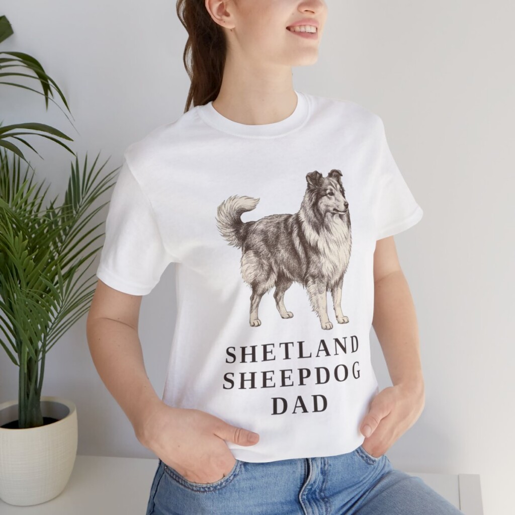 Shetland Sheepdog Dad Shirt, Vintage Dog Sketch Tee, Dog Dad Gift