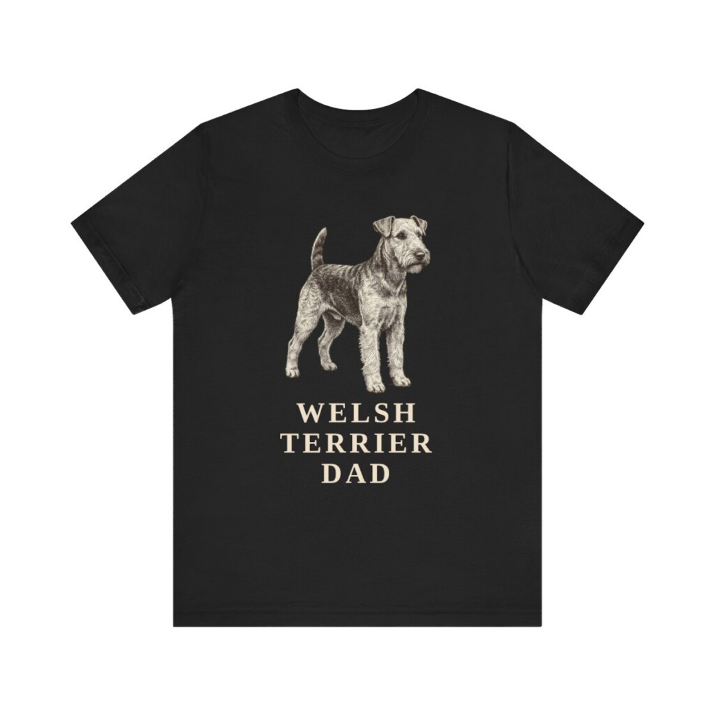 Welsh Terrier Dad Shirt, Vintage Dog Sketch Tee, Dog Dad Gift