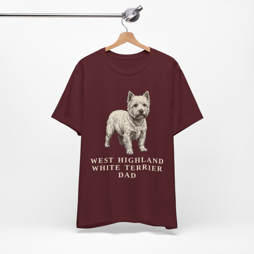 West Highland White Terrier Dad Shirt, Vintage Dog Sketch Tee, Dog Dad Gift