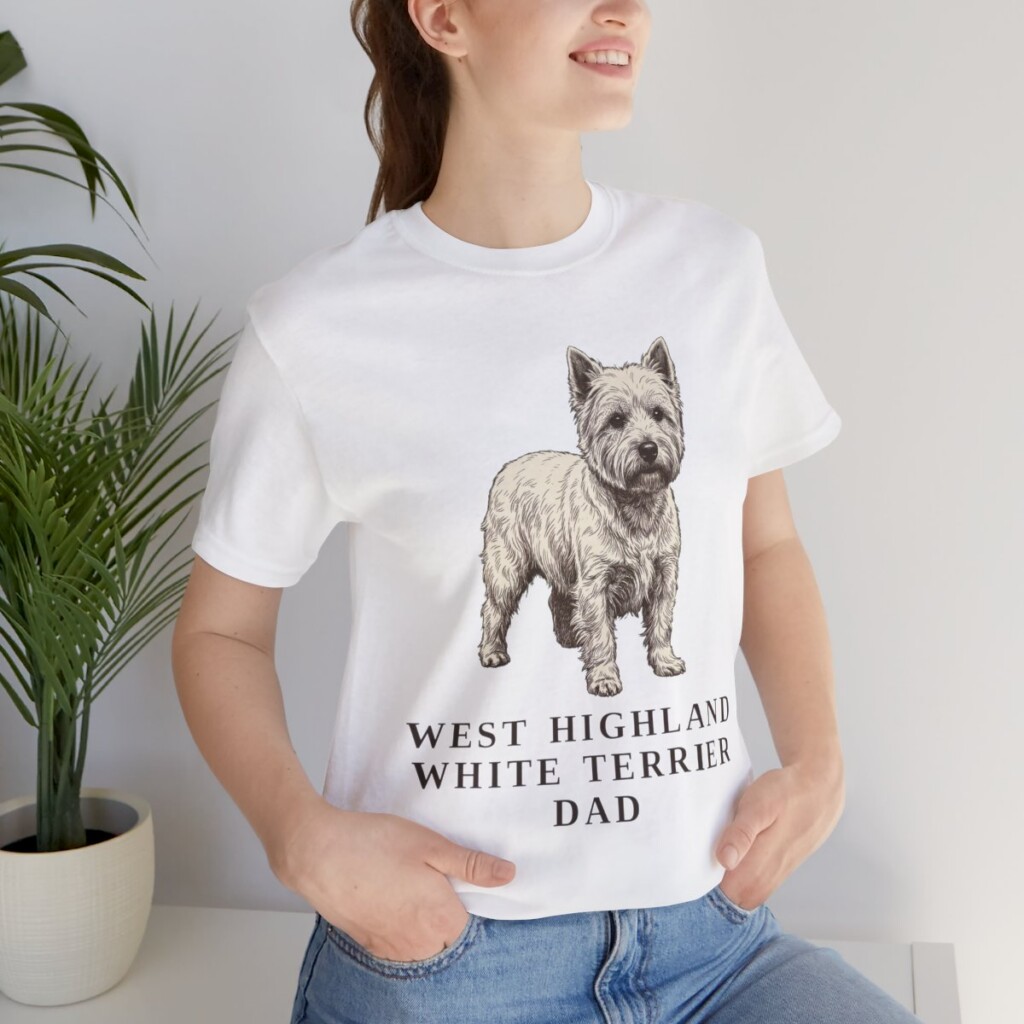 West Highland White Terrier Dad Shirt, Vintage Dog Sketch Tee, Dog Dad Gift