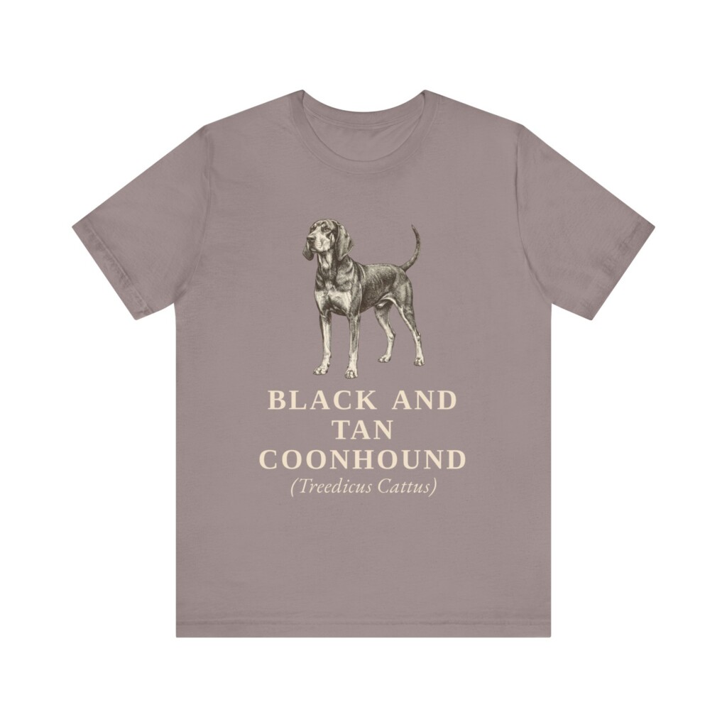 Black and Tan Coonhound Latin Shirt, Vintage Dog Sketch Tee, Dog Latin Gift