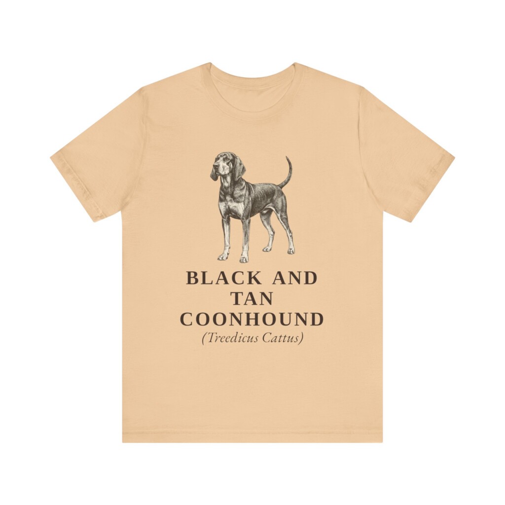 Black and Tan Coonhound Latin Shirt, Vintage Dog Sketch Tee, Dog Latin Gift
