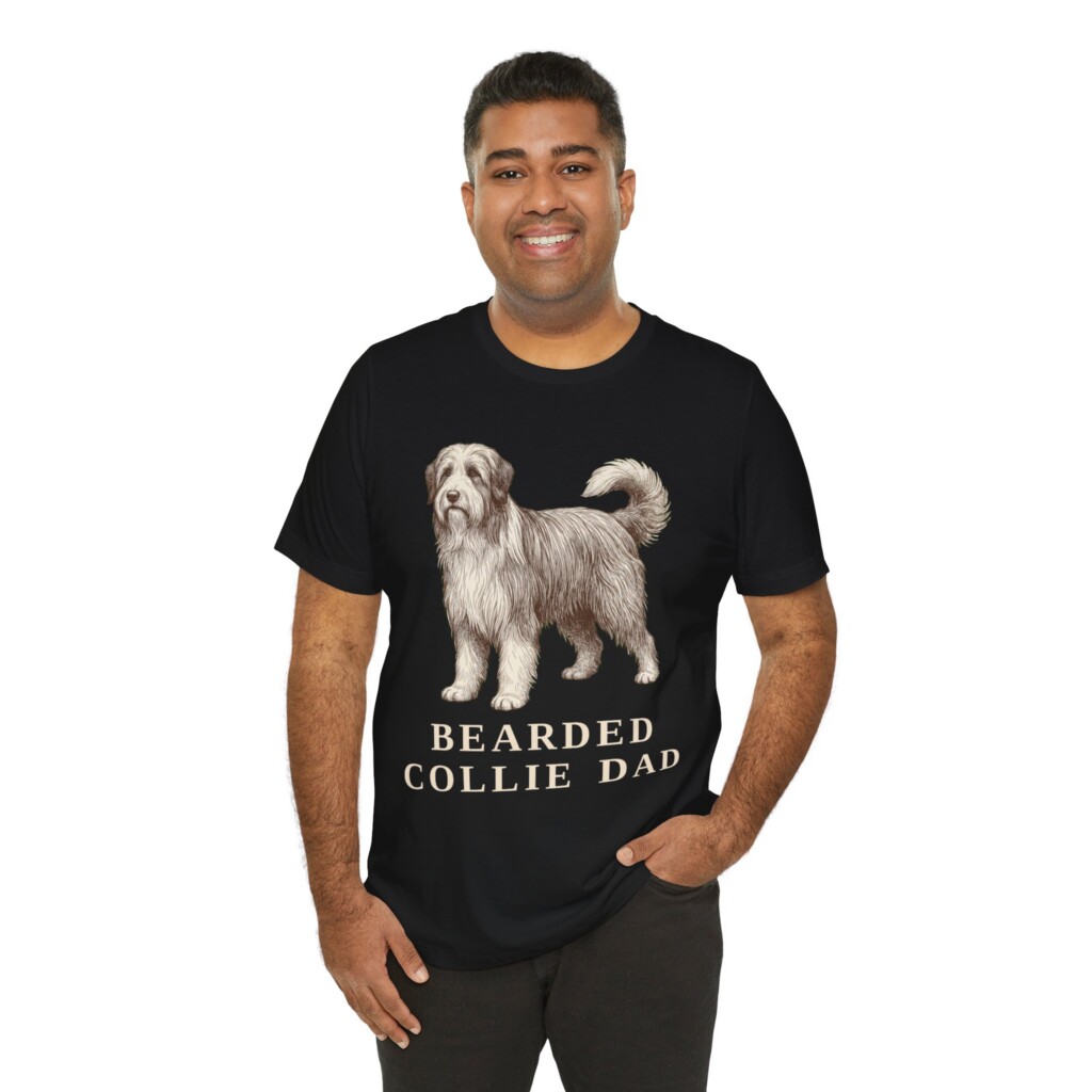 Bearded Collie Dad Shirt, Vintage Dog Sketch Tee, Dog Dad Gift