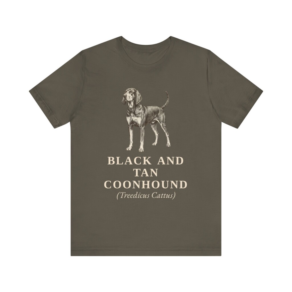 Black and Tan Coonhound Latin Shirt, Vintage Dog Sketch Tee, Dog Latin Gift