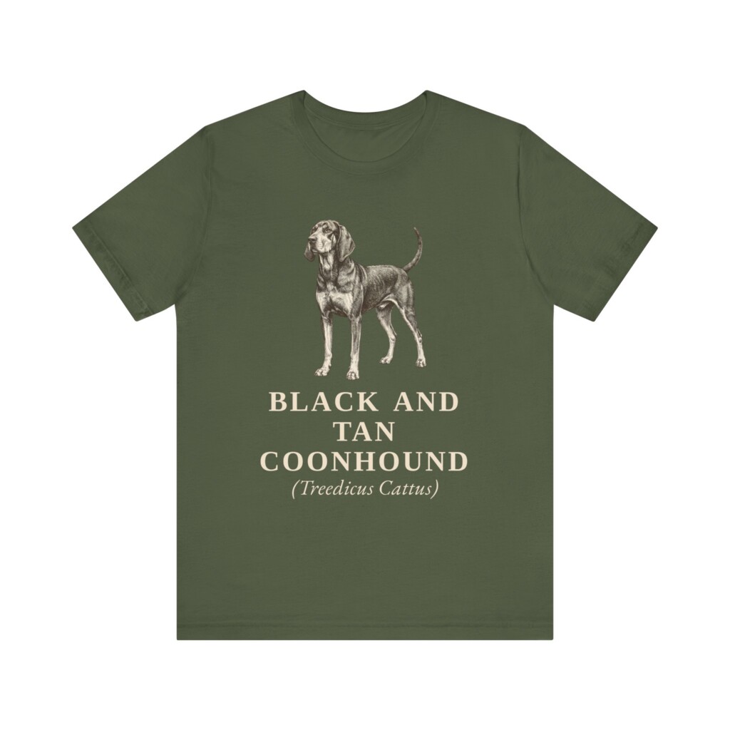 Black and Tan Coonhound Latin Shirt, Vintage Dog Sketch Tee, Dog Latin Gift