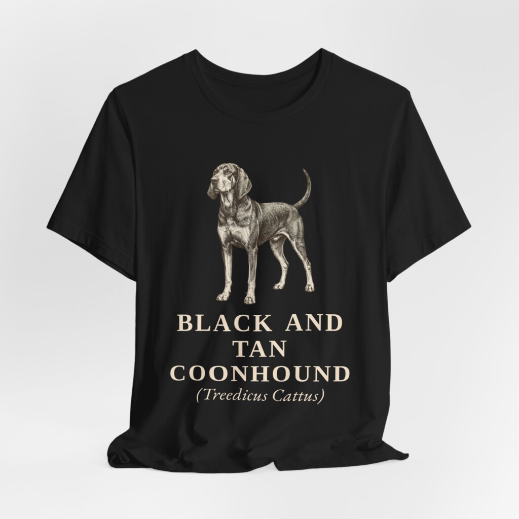 Black and Tan Coonhound Latin Shirt, Vintage Dog Sketch Tee, Dog Latin Gift