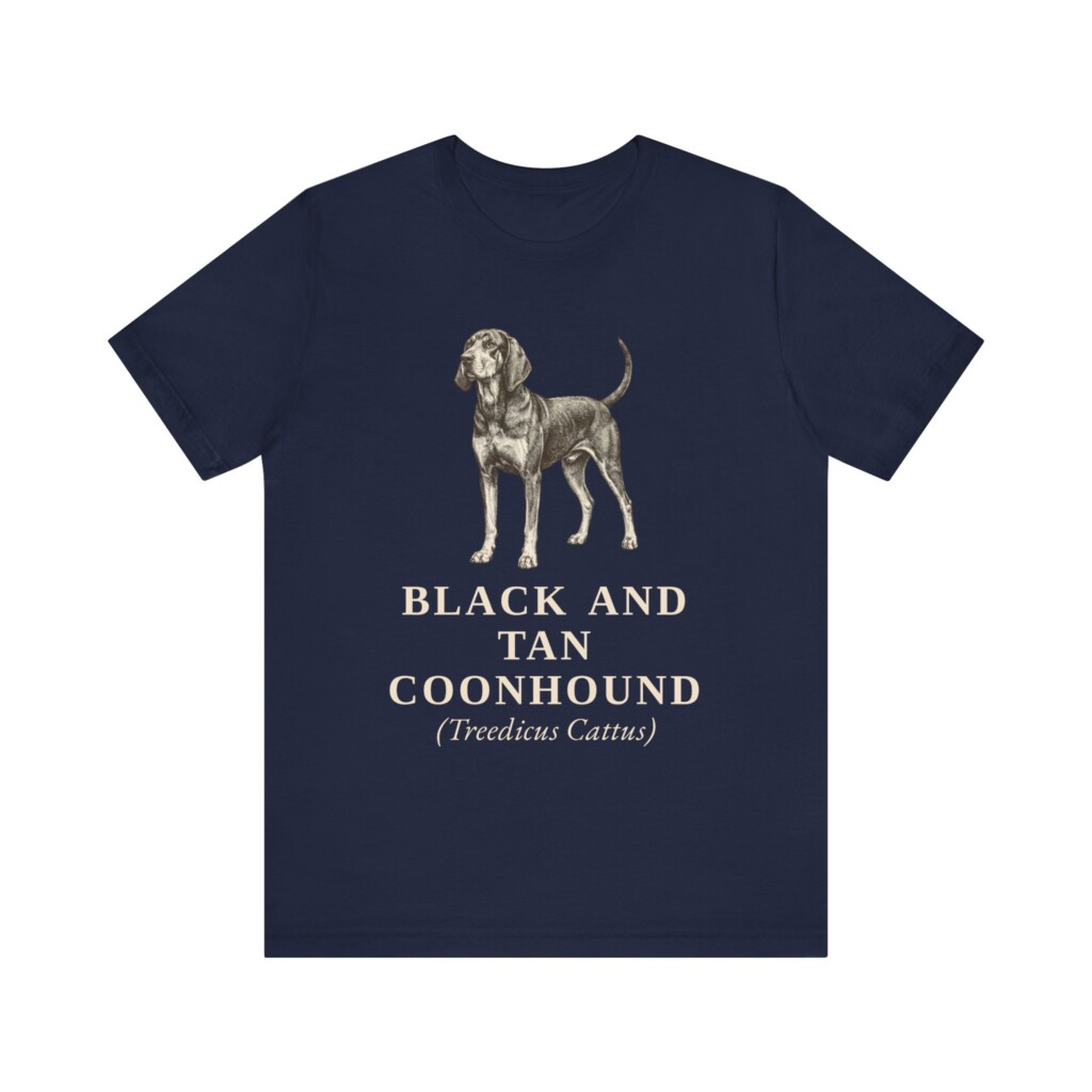 Black and Tan Coonhound Latin Shirt, Vintage Dog Sketch Tee, Dog Latin Gift