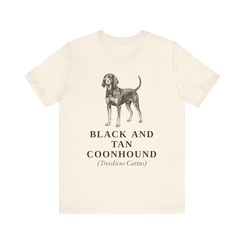 Black and Tan Coonhound Latin Shirt, Vintage Dog Sketch Tee, Dog Latin Gift
