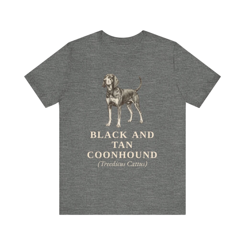 Black and Tan Coonhound Latin Shirt, Vintage Dog Sketch Tee, Dog Latin Gift