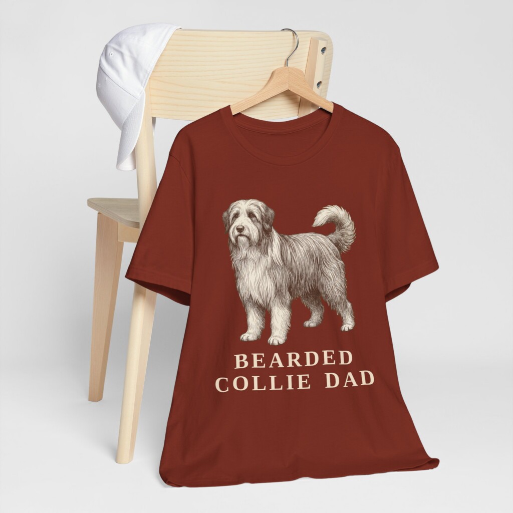 Bearded Collie Dad Shirt, Vintage Dog Sketch Tee, Dog Dad Gift