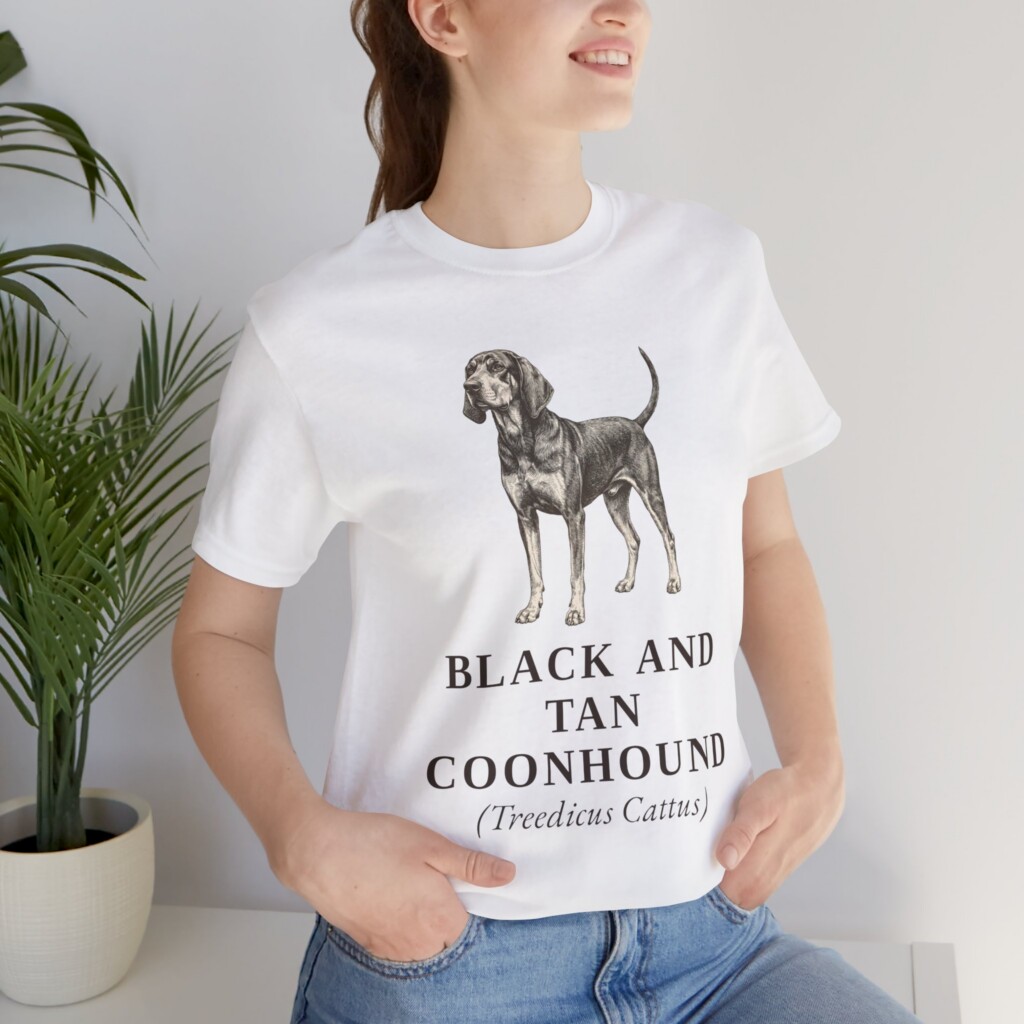 Black and Tan Coonhound Latin Shirt, Vintage Dog Sketch Tee, Dog Latin Gift
