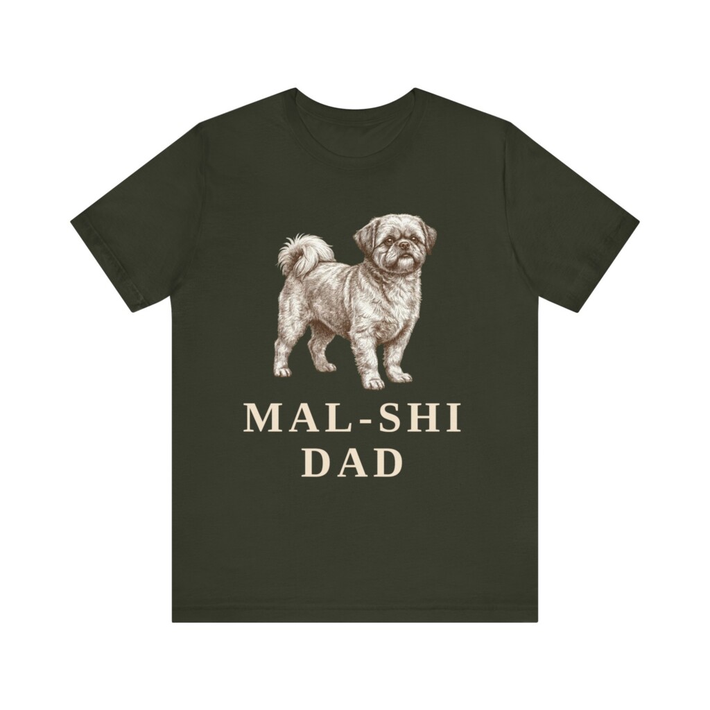 Mal-Shi Dad Shirt, Vintage Dog Sketch Tee, Dog Dad Gift