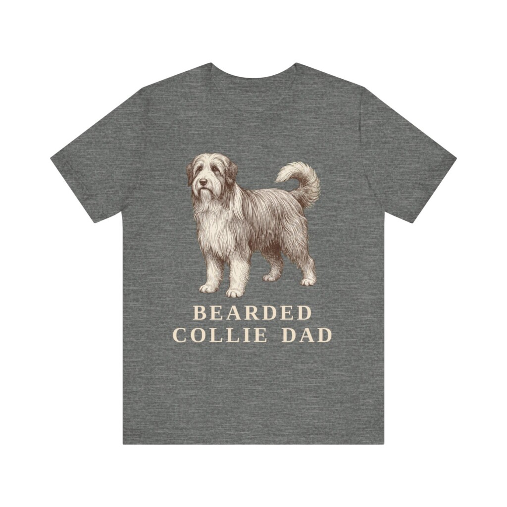 Bearded Collie Dad Shirt, Vintage Dog Sketch Tee, Dog Dad Gift