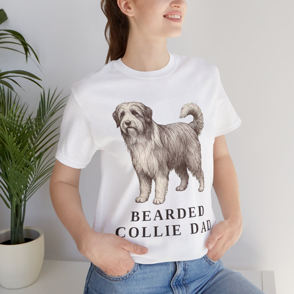 Bearded Collie Dad Shirt, Vintage Dog Sketch Tee, Dog Dad Gift
