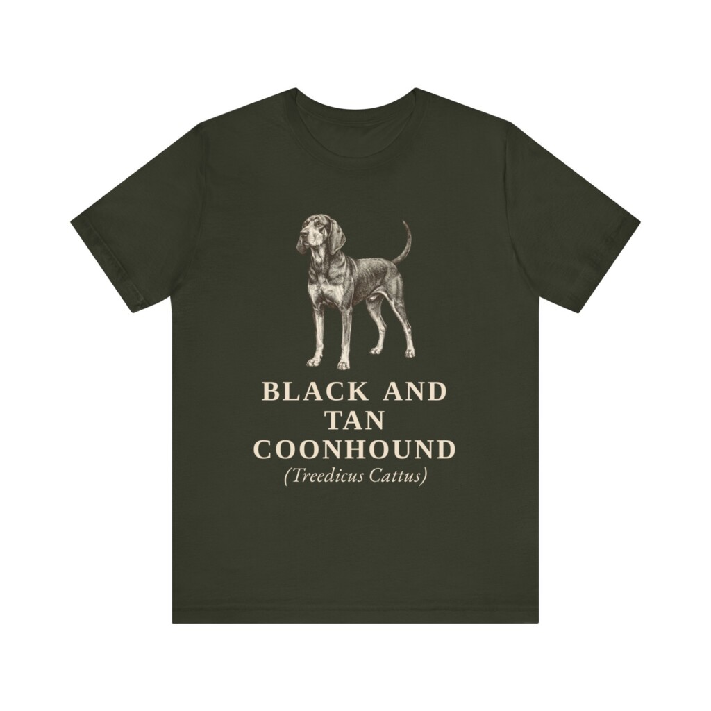 Black and Tan Coonhound Latin Shirt, Vintage Dog Sketch Tee, Dog Latin Gift